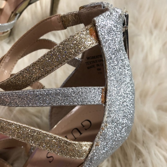 Guess silver & gold high heels Sz6 - Picture 3 of 7